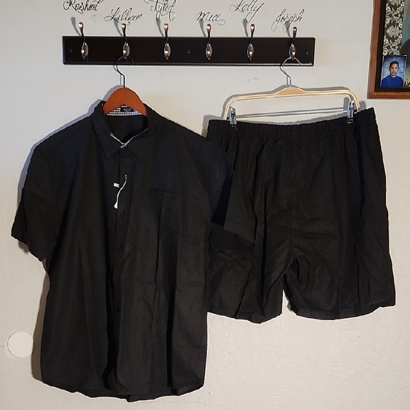 Denim Button Short-Sleeve Shirt And Pocket Shorts Set main image 1
